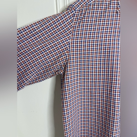 Hartford men’s red, white & blue check button down shirt, men’s medium - Picture 6 of 7